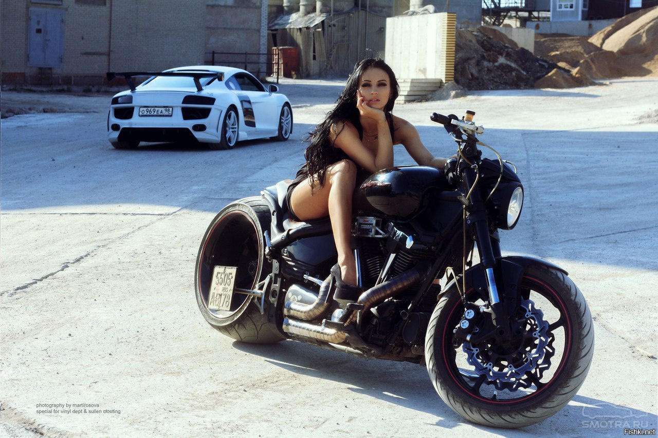 Sexy model Brunettes on a motorcycle in Karaj