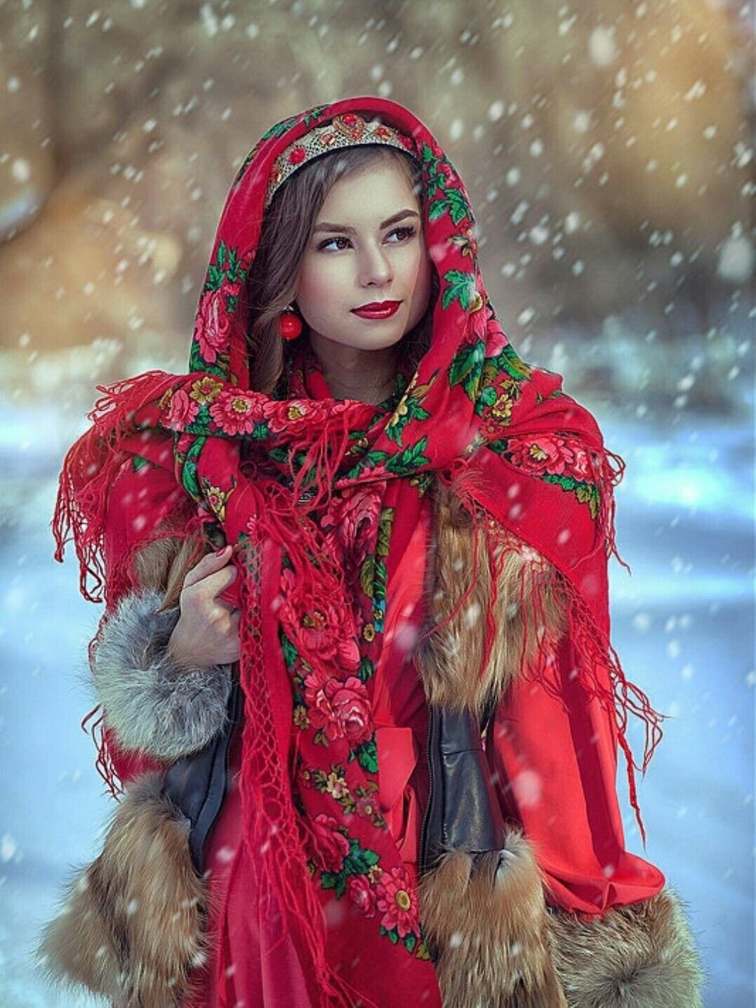 Beautiful girl Women in Slavic costumes in Karaj